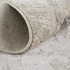 HomeRoots 5' Ivory and Gray Abstract Area Rug - Stain-Resistant, Durable, Modern Elegance for Any Room 8' Runner 511390