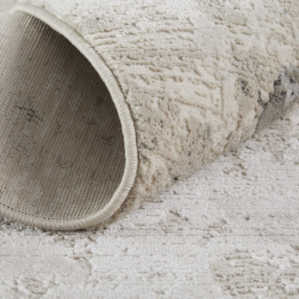 HomeRoots 5' Ivory and Gray Abstract Area Rug - Stain-Resistant, Durable, Modern Elegance for Any Room 8' Runner 511390