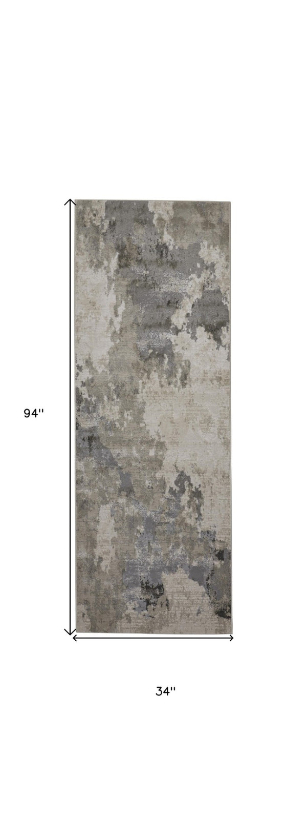 HomeRoots 5' Ivory and Gray Abstract Area Rug - Stain-Resistant, Durable, Modern Elegance for Any Room 8' Runner 511390