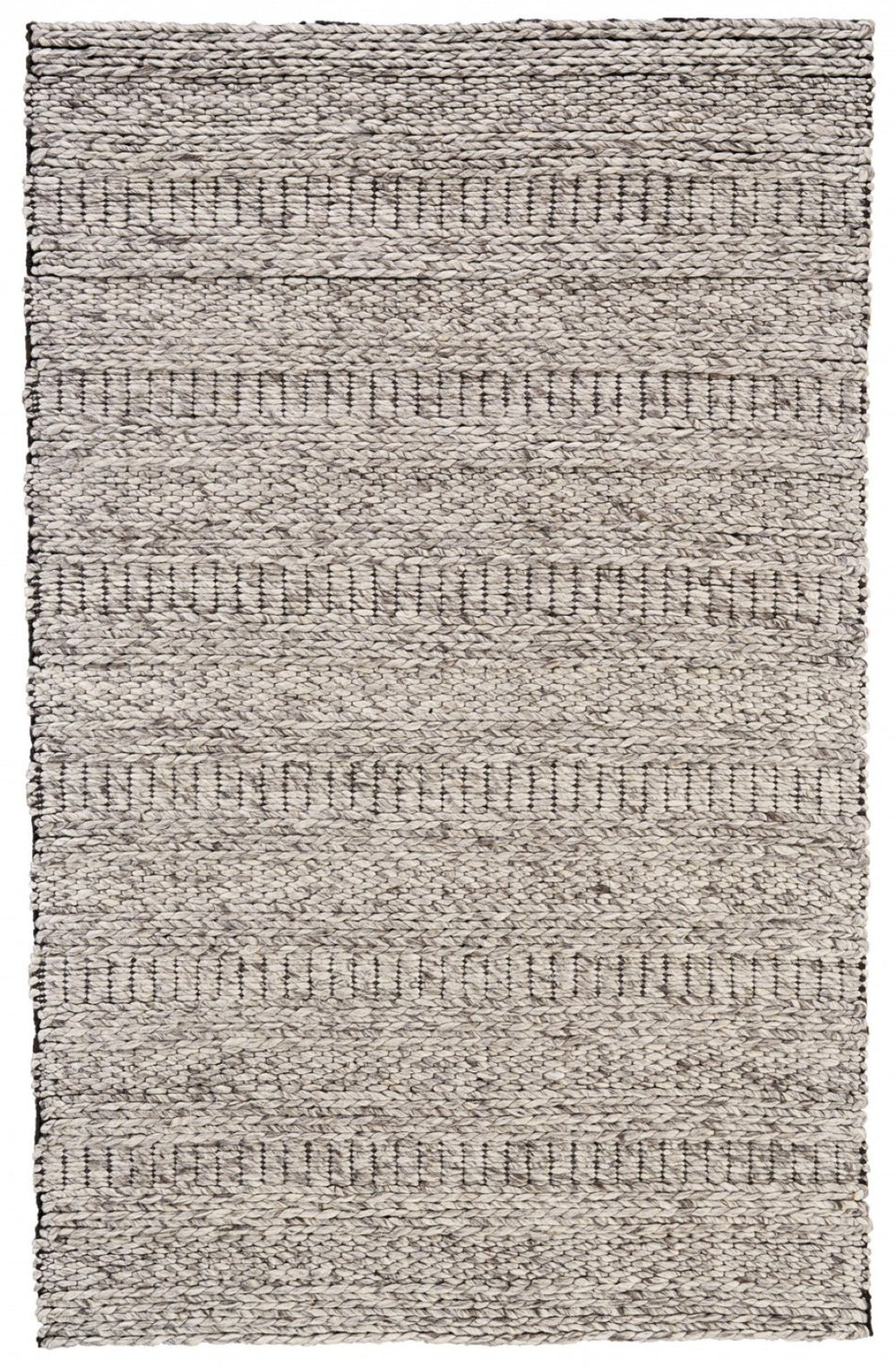 HomeRoots 4' Gray and Ivory Wool Hand-Woven Area Rug - Timeless, Durable, and Stain-Resistant for Any Space 4' X 6' 511391