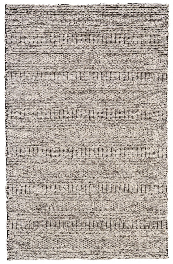 HomeRoots 4' Gray and Ivory Wool Hand-Woven Area Rug - Timeless, Durable, and Stain-Resistant for Any Space 4' X 6' 511391