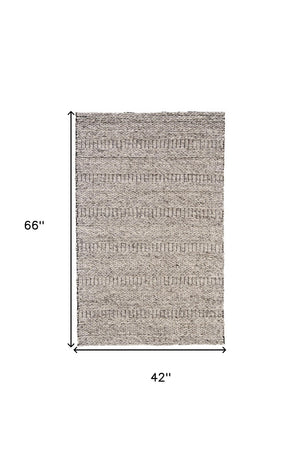 HomeRoots 4' Gray and Ivory Wool Hand-Woven Area Rug - Timeless, Durable, and Stain-Resistant for Any Space 4' X 6' 511391