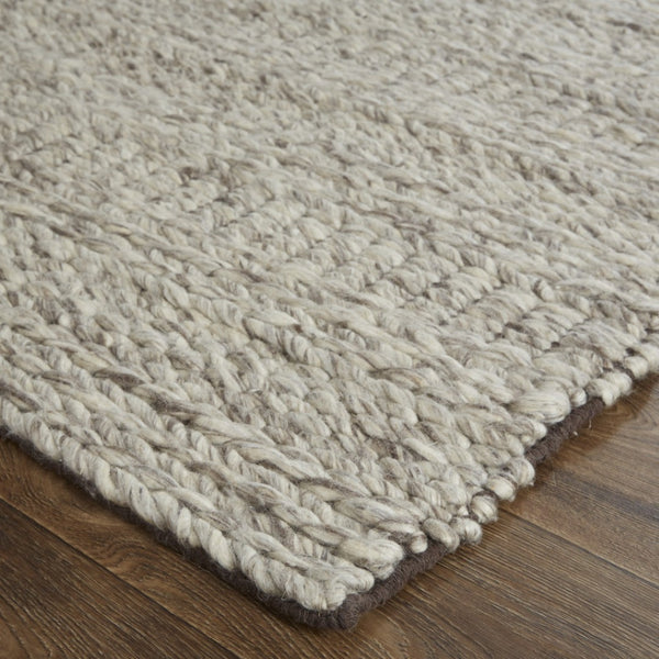 HomeRoots 4' Gray and Ivory Wool Hand-Woven Area Rug - Timeless, Durable, and Stain-Resistant for Any Space 5' X 8' 511392