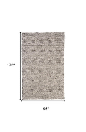 HomeRoots 4' Gray and Ivory Wool Hand-Woven Area Rug - Timeless, Durable, and Stain-Resistant for Any Space 8' X 11' 511393