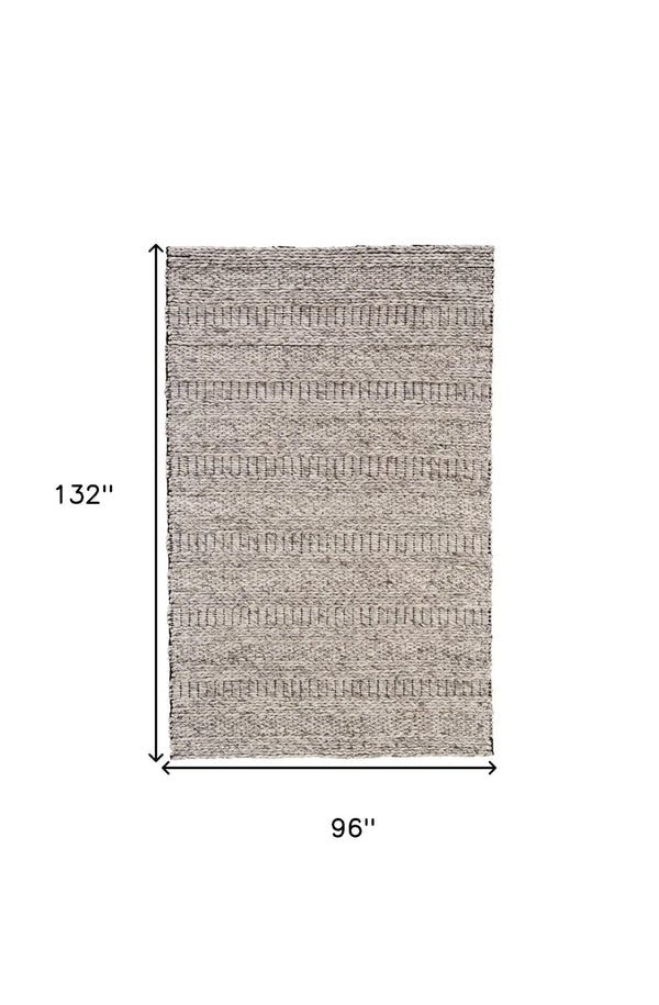 HomeRoots 4' Gray and Ivory Wool Hand-Woven Area Rug - Timeless, Durable, and Stain-Resistant for Any Space 8' X 11' 511393