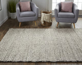 Homeroots 8' X 11' Gray And Ivory Wool Tribal Hand Woven Area Rug  Wool 511393