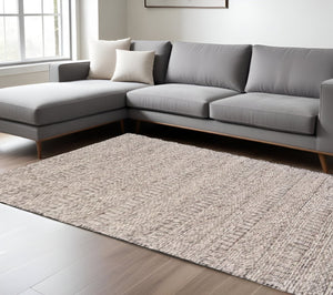 HomeRoots 4' Gray and Ivory Wool Hand-Woven Area Rug - Timeless, Durable, and Stain-Resistant for Any Space 10' X 13' 511394