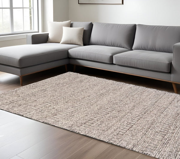 HomeRoots 4' Gray and Ivory Wool Hand-Woven Area Rug - Timeless, Durable, and Stain-Resistant for Any Space 10' X 13' 511394