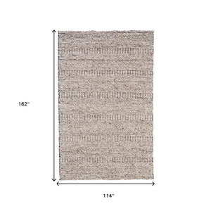 HomeRoots 4' Gray and Ivory Wool Hand-Woven Area Rug - Timeless, Durable, and Stain-Resistant for Any Space 10' X 13' 511394