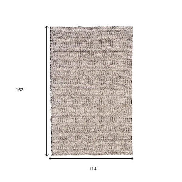 HomeRoots 4' Gray and Ivory Wool Hand-Woven Area Rug - Timeless, Durable, and Stain-Resistant for Any Space 10' X 13' 511394