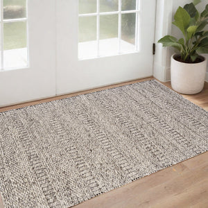 Homeroots 2' X 3' Gray And Ivory Wool Hand Woven Area Rug  Wool 511395