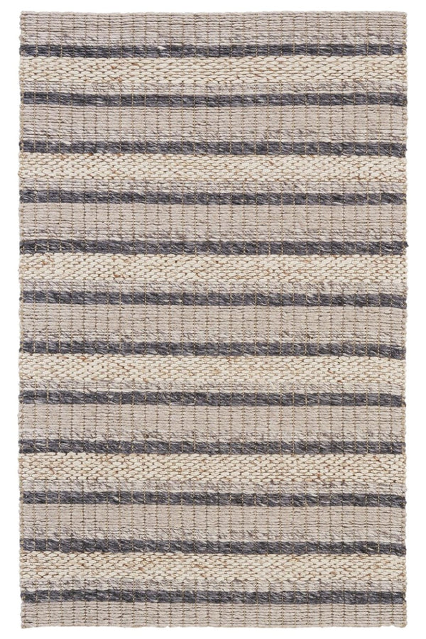 HomeRoots 4' Hand Woven Wool Area Rug in Gray and Ivory Stripes - Stylish, Durable, and Stain Resistant Design 4' X 6' 511396