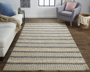 HomeRoots 4' Hand Woven Wool Area Rug in Gray and Ivory Stripes - Stylish, Durable, and Stain Resistant Design 4' X 6' 511396