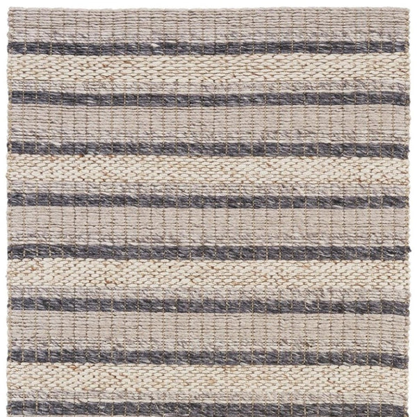 HomeRoots 4' Hand Woven Wool Area Rug in Gray and Ivory Stripes - Stylish, Durable, and Stain Resistant Design 4' X 6' 511396