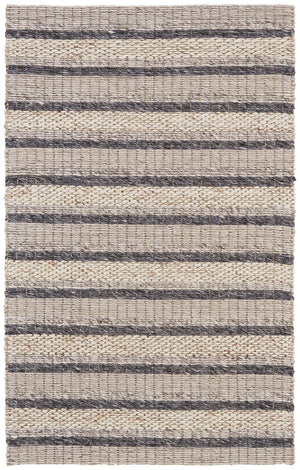 HomeRoots 4' Hand Woven Wool Area Rug in Gray and Ivory Stripes - Stylish, Durable, and Stain Resistant Design 5' X 8' 511397