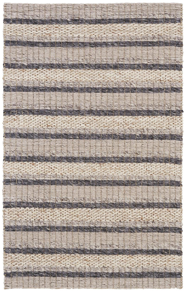 HomeRoots 4' Hand Woven Wool Area Rug in Gray and Ivory Stripes - Stylish, Durable, and Stain Resistant Design 10' X 13' 511399