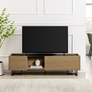 English Elm Walker Edison - Contemporary Coastal Oak Low-Profile TV Stand for 65" TVs with Faux Marble Top, Cord Management, Durable MDF B185P169058