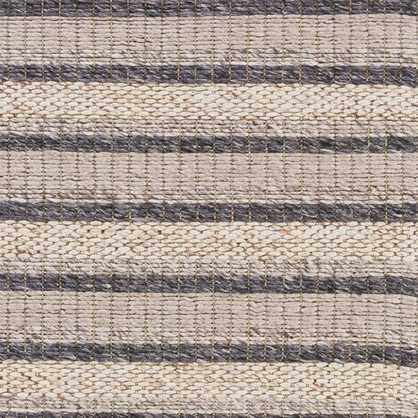 HomeRoots 4' Hand Woven Wool Area Rug in Gray and Ivory Stripes - Stylish, Durable, and Stain Resistant Design 12' X 15' 511400