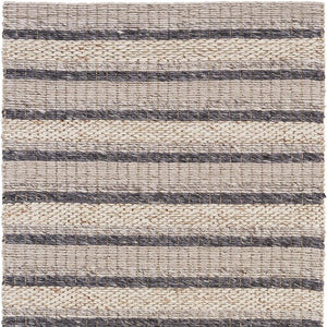 HomeRoots 4' Hand Woven Wool Area Rug in Gray and Ivory Stripes - Stylish, Durable, and Stain Resistant Design 12' X 15' 511400