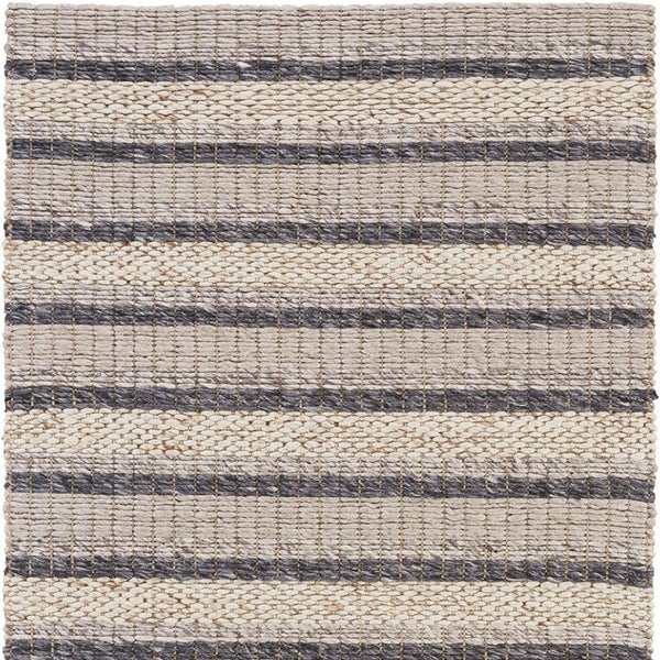 HomeRoots 4' Hand Woven Wool Area Rug in Gray and Ivory Stripes - Stylish, Durable, and Stain Resistant Design 12' X 15' 511400