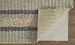 HomeRoots 4' Hand Woven Wool Area Rug in Gray and Ivory Stripes - Stylish, Durable, and Stain Resistant Design 12' X 15' 511400
