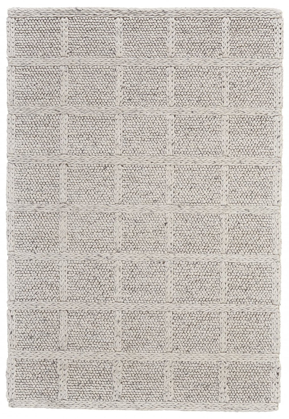 HomeRoots 4' Hand-Woven Wool Plaid Area Rug in Gray and Ivory - Cozy, Durable, and Timeless Home Accent Piece 5' X 8' 511403