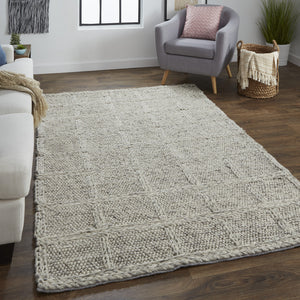 Homeroots 5' X 8' Gray And Ivory Wool Plaid Hand Woven Area Rug Ivory,Gray,Black Wool 511408
