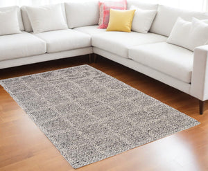 Homeroots 10' X 13' Gray And Ivory Wool Plaid Hand Woven Area Rug Ivory,Gray,Black Wool 511410