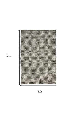 HomeRoots 5' Elegant Gray and Ivory Floral Hand Woven Wool Area Rug for Timeless Home Décor and Comfort 5' X 8' 511416