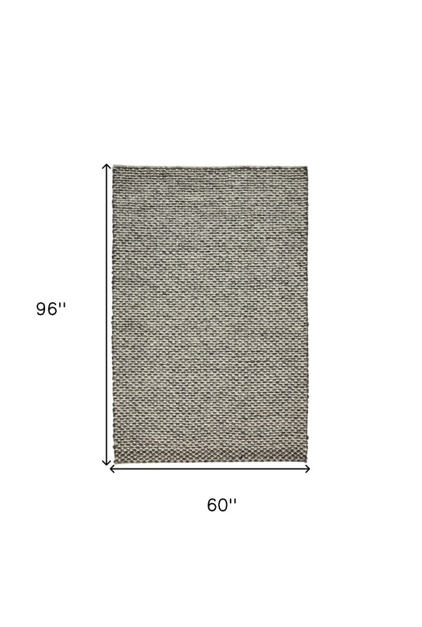 HomeRoots 5' Elegant Gray and Ivory Floral Hand Woven Wool Area Rug for Timeless Home Décor and Comfort 5' X 8' 511416