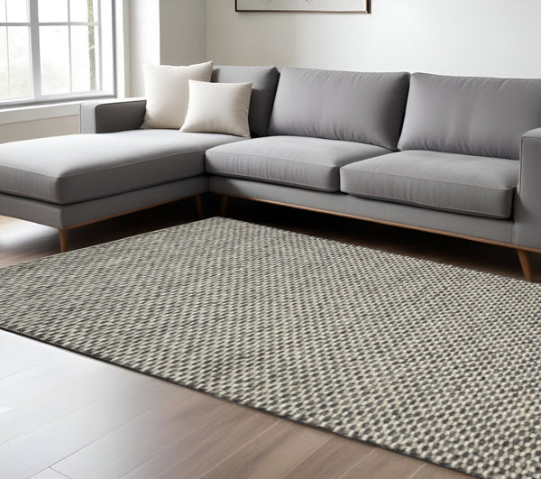 HomeRoots 5' Elegant Gray and Ivory Floral Hand Woven Wool Area Rug for Timeless Home Décor and Comfort 10' X 13' 511418