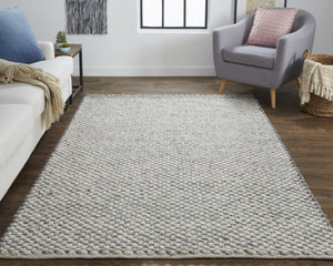 HomeRoots 5' Elegant Gray and Ivory Floral Hand Woven Wool Area Rug for Timeless Home Décor and Comfort 10' X 13' 511418