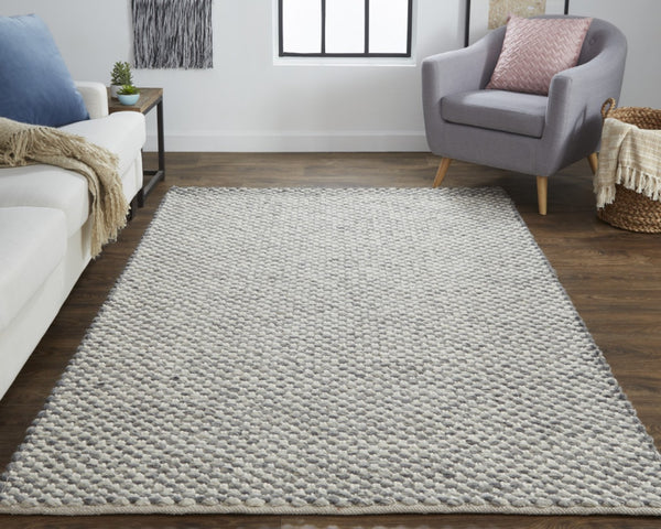 HomeRoots 5' Elegant Gray and Ivory Floral Hand Woven Wool Area Rug for Timeless Home Décor and Comfort 10' X 13' 511418