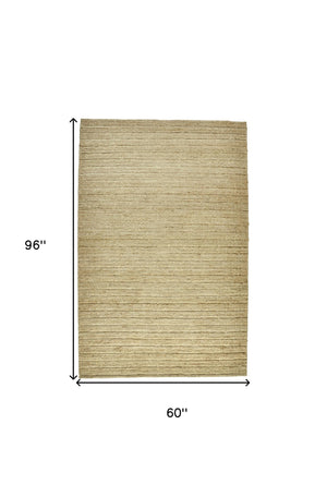 Homeroots 5' X 8' Tan Ivory And Taupe Hand Woven Area Rug Tan,Ivory,Taupe Jute 511421