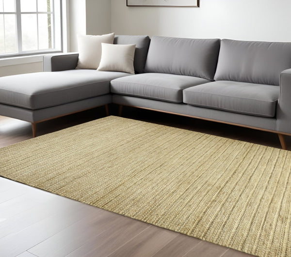 HomeRoots 5' Hand-Woven Area Rug in Tan, Ivory, and Taupe – Artisan Crafted for Elegance in Any Space 8' X 11' 511422