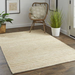 Homeroots 8' X 11' Tan Ivory And Taupe Hand Woven Area Rug Tan,Ivory,Taupe Jute 511422