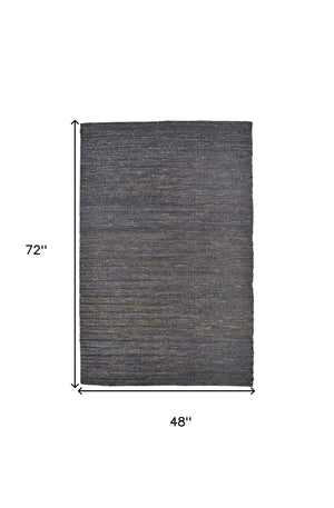 Homeroots 4' X 6' Brown Blue And Taupe Hand Woven Area Rug Brown,Blue,Taupe Jute 511425