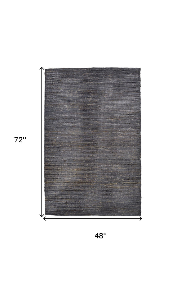 Homeroots 4' X 6' Brown Blue And Taupe Hand Woven Area Rug Brown,Blue,Taupe Jute 511425