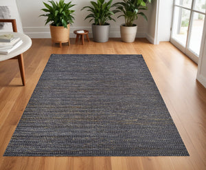 Homeroots 4' X 6' Brown Blue And Taupe Hand Woven Area Rug Brown,Blue,Taupe Jute 511425