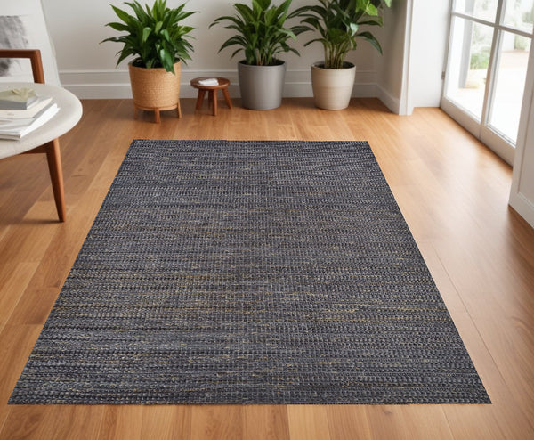 Homeroots 4' X 6' Brown Blue And Taupe Hand Woven Area Rug Brown,Blue,Taupe Jute 511425