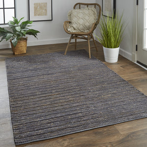 Homeroots 4' X 6' Brown Blue And Taupe Hand Woven Area Rug Brown,Blue,Taupe Jute 511425