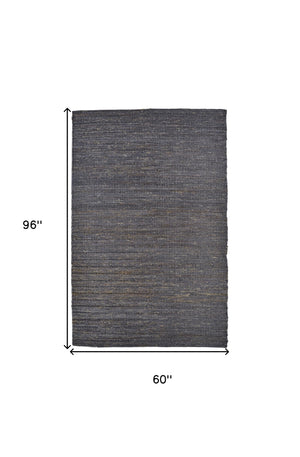 Homeroots 5' X 8' Brown Blue And Taupe Hand Woven Area Rug Brown,Blue,Taupe Jute 511426