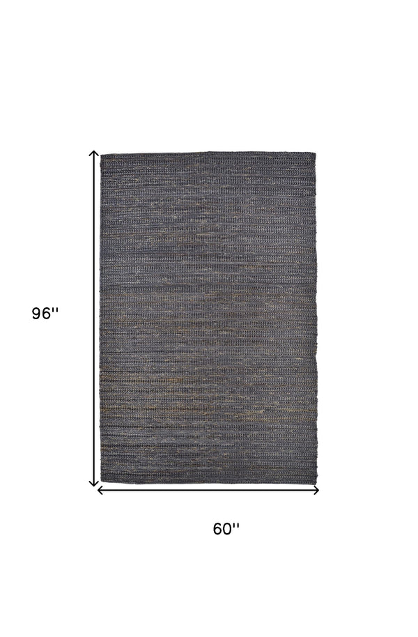 Homeroots 5' X 8' Brown Blue And Taupe Hand Woven Area Rug Brown,Blue,Taupe Jute 511426