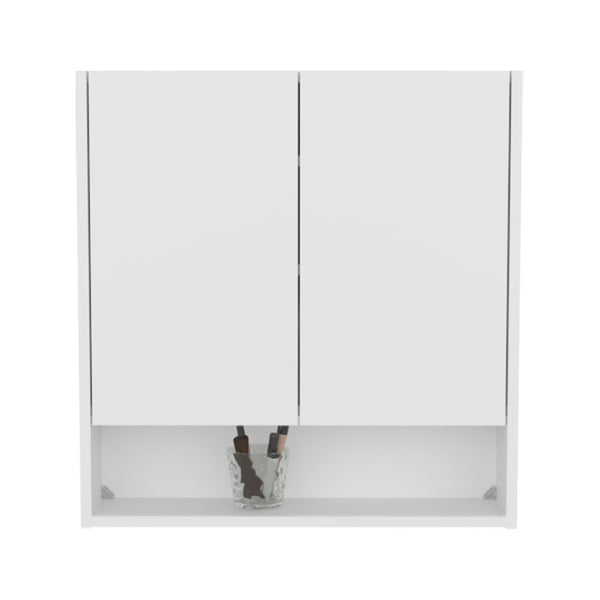 English Elm Hickory Double Door Wall Cabinet White Finish Slim Bathroom Bedroom Storage B092P390612