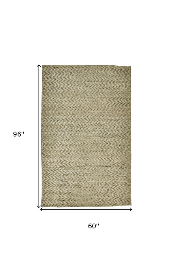 Homeroots 5' X 8' Tan And Gray Hand Woven Area Rug Tan,Gray Jute 511431