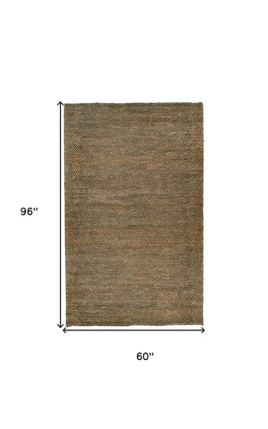 Homeroots 5' X 8' Brown And Gray Hand Woven Area Rug Brown,Gray Jute 511435