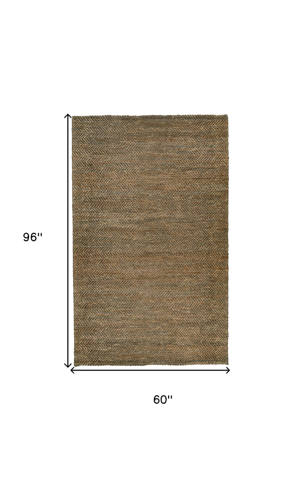Homeroots 5' X 8' Brown And Gray Hand Woven Area Rug Brown,Gray Jute 511435