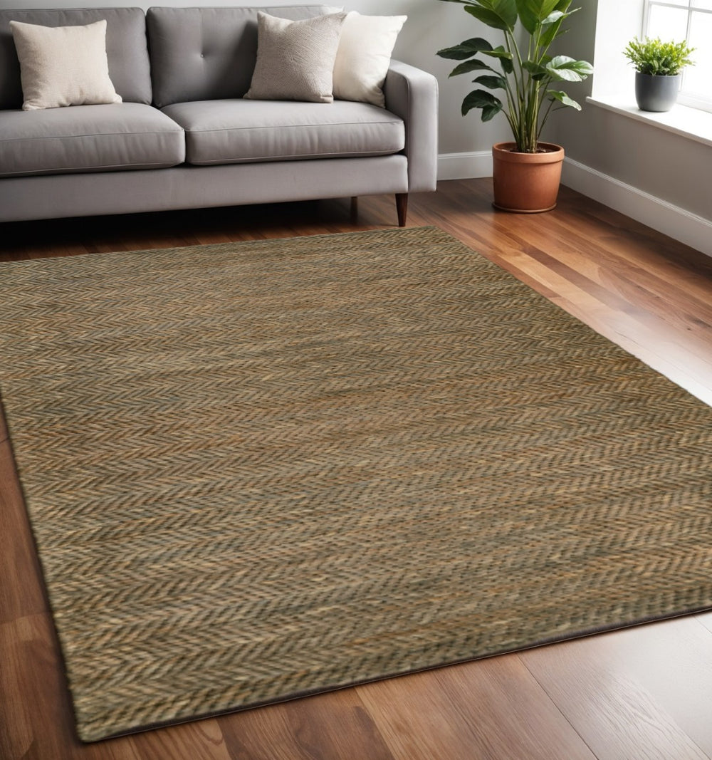HomeRoots 5' Hand-Woven Tan and Gray Area Rug – Artisanal Craftsmanship for Stylish Home Decor and Comfort 5' X 8' 511435
