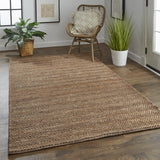 Homeroots 5' X 8' Brown And Gray Hand Woven Area Rug Brown,Gray Jute 511435