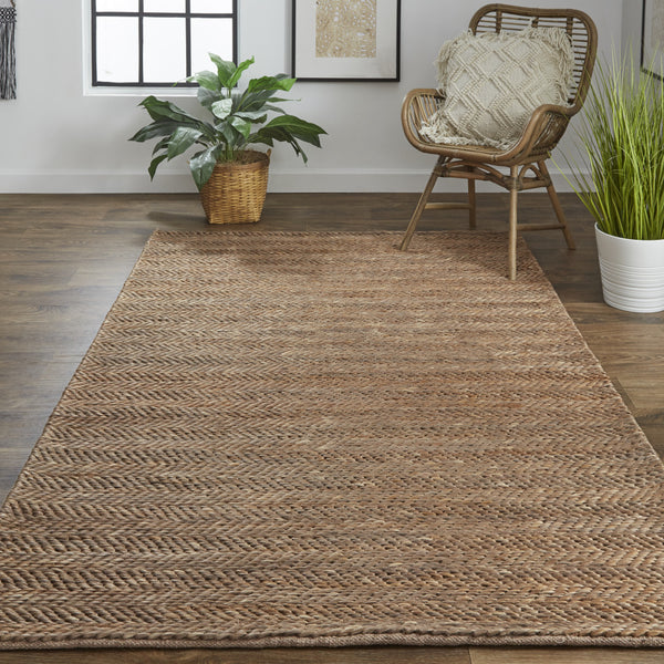 Homeroots 8' X 11' Brown And Gray Hand Woven Area Rug Brown,Gray Jute 511436